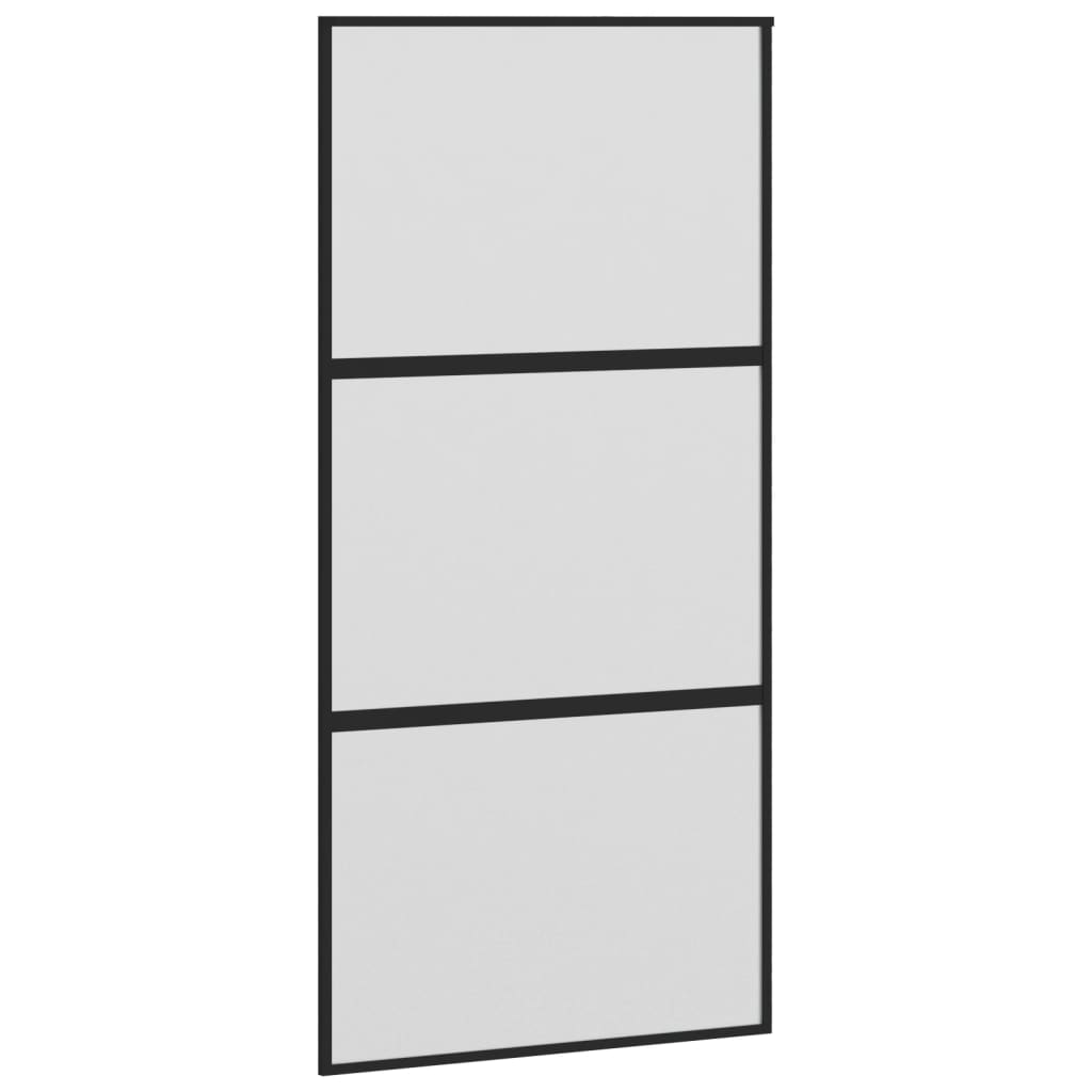 Schiebetür Schwarz 102,5X205 Cm Hartglas Und Aluminium