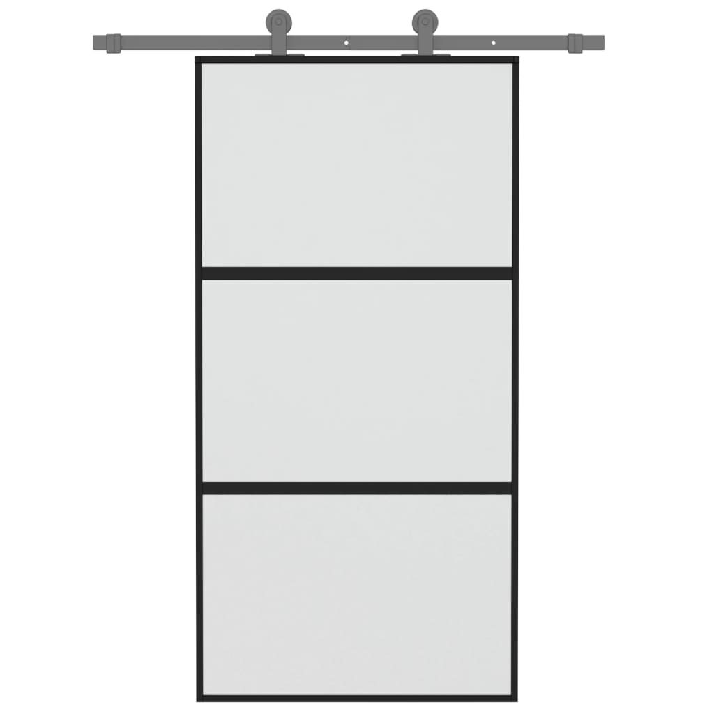 Schiebetür Schwarz 102,5X205 Cm Hartglas Und Aluminium