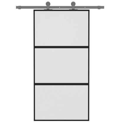 Schiebetür Schwarz 102,5X205 Cm Hartglas Und Aluminium