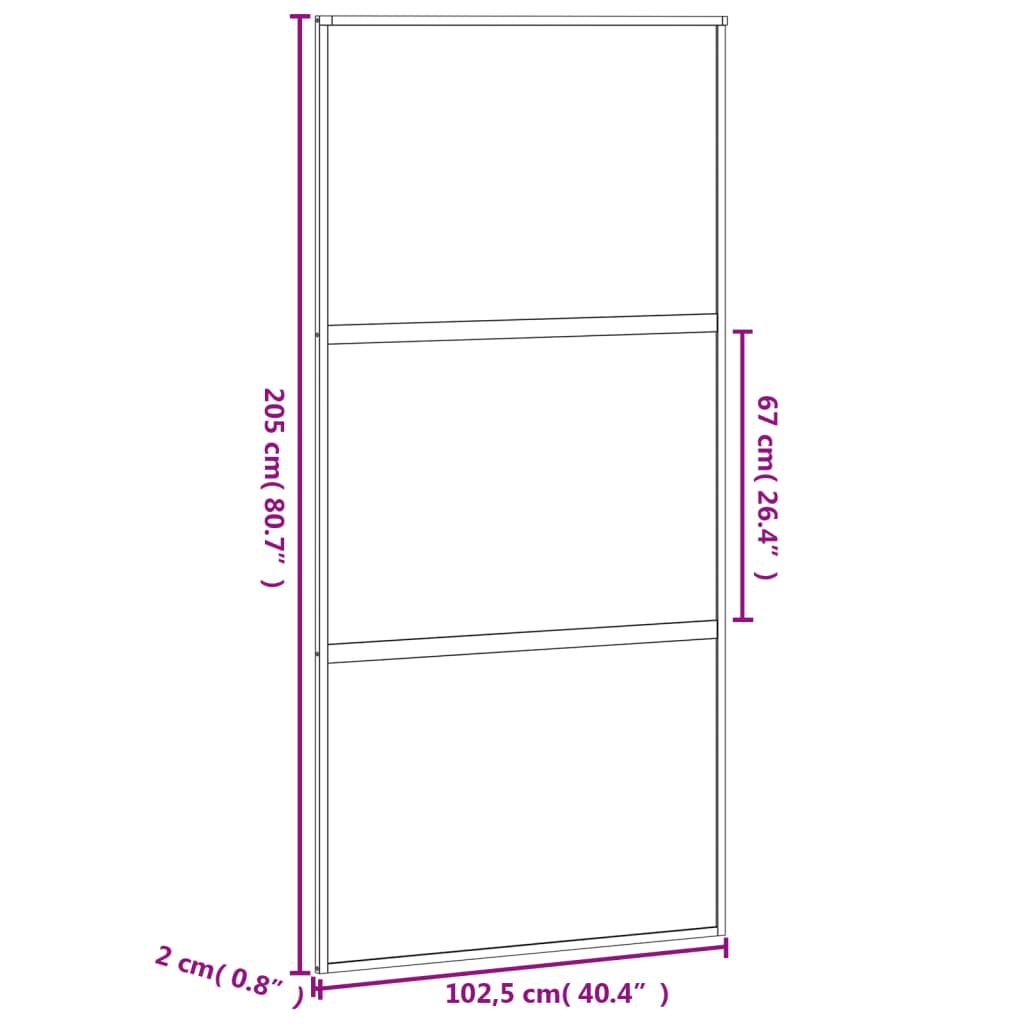 Schiebetür Schwarz 102,5X205 Cm Hartglas Und Aluminium