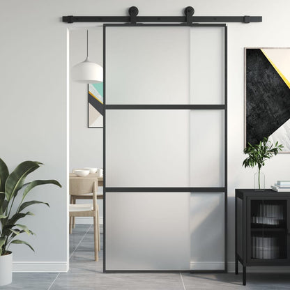 Schiebetür Schwarz 102,5X205 Cm Hartglas Und Aluminium