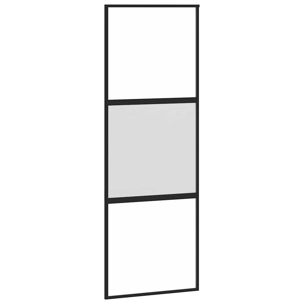 Schiebetür Schwarz 76X205 Cm Hartglas Und Aluminium