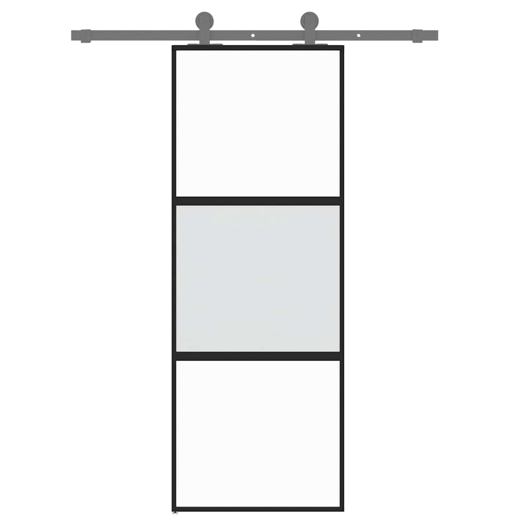 Schiebetür Schwarz 76X205 Cm Hartglas Und Aluminium
