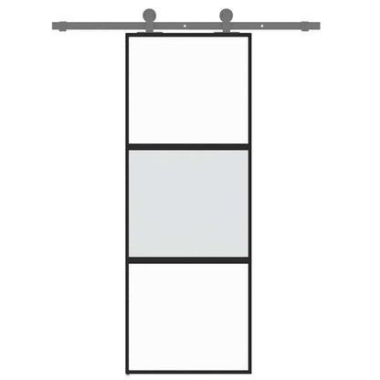 Schiebetür Schwarz 76X205 Cm Hartglas Und Aluminium