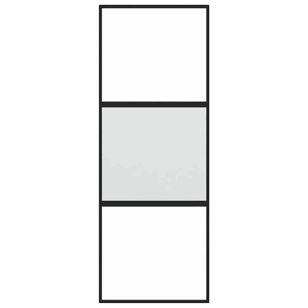 Schiebetür Schwarz 76X205 Cm Hartglas Und Aluminium