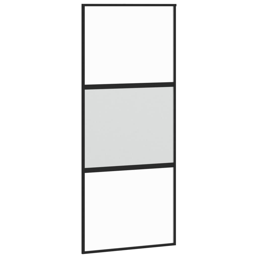 Schiebetür Schwarz 90X205 Cm Hartglas Und Aluminium