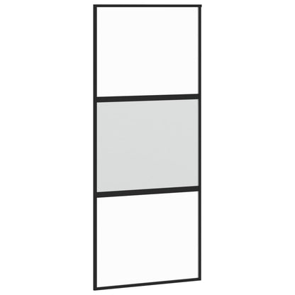 Schiebetür Schwarz 90X205 Cm Hartglas Und Aluminium
