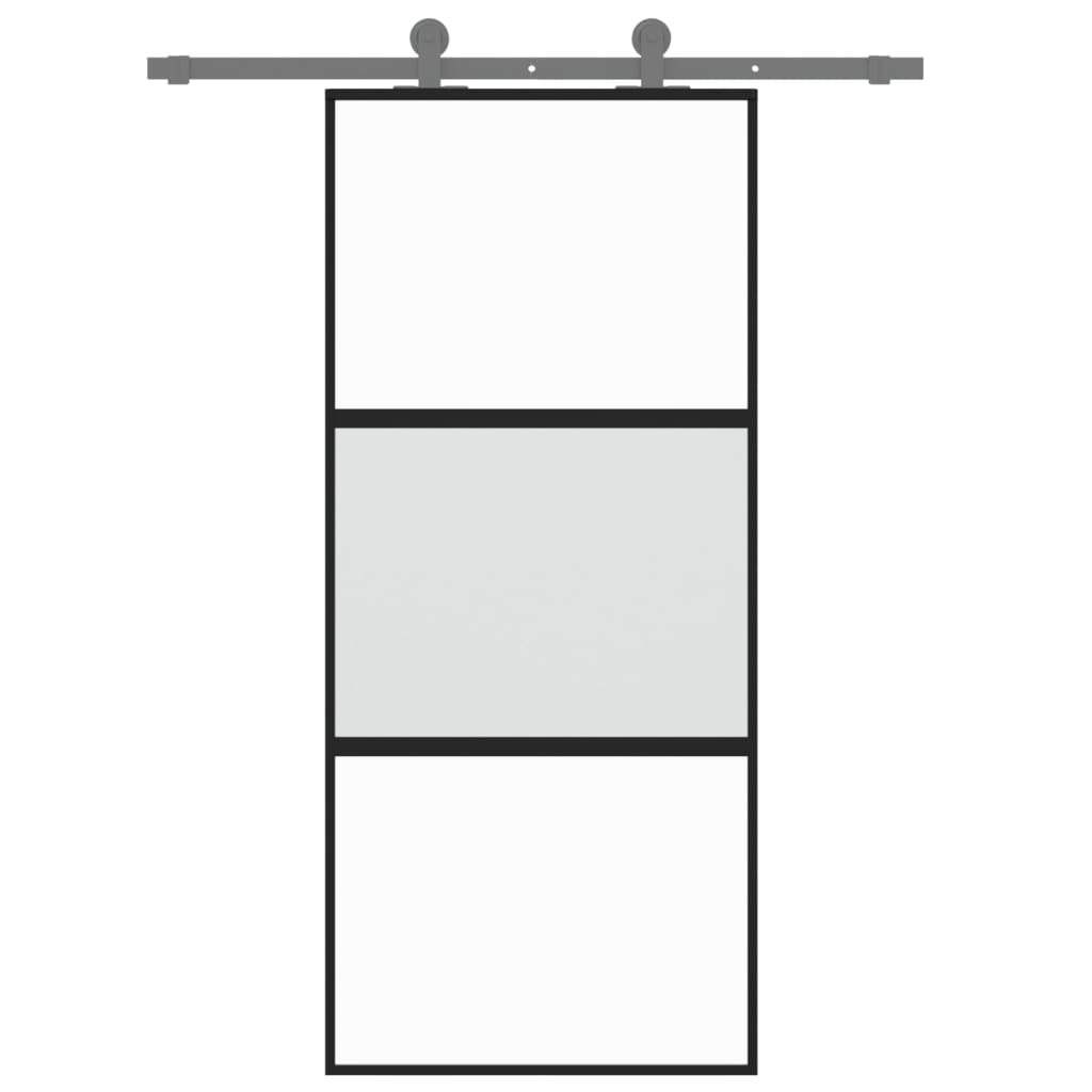 Schiebetür Schwarz 90X205 Cm Hartglas Und Aluminium