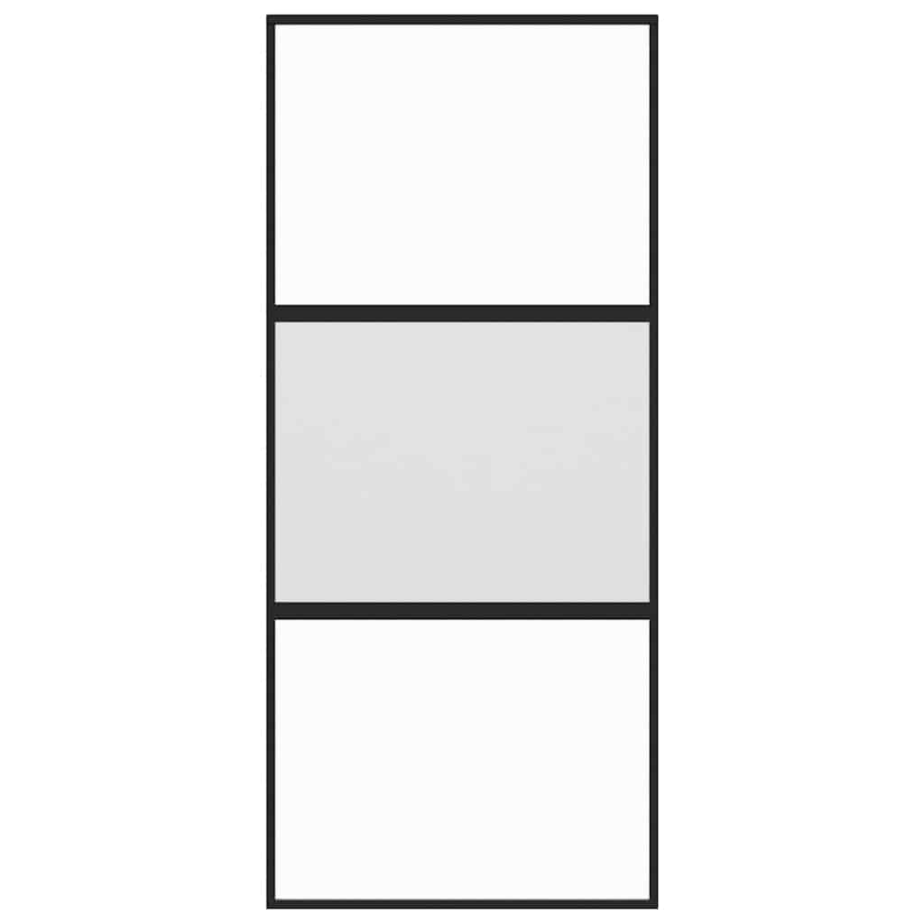 Schiebetür Schwarz 90X205 Cm Hartglas Und Aluminium