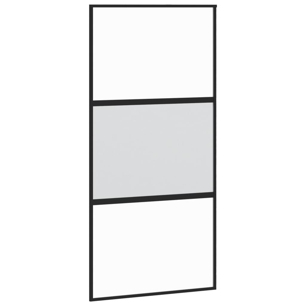 Schiebetür Schwarz 102,5X205 Cm Hartglas Und Aluminium