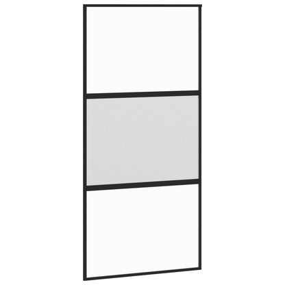 Schiebetür Schwarz 102,5X205 Cm Hartglas Und Aluminium