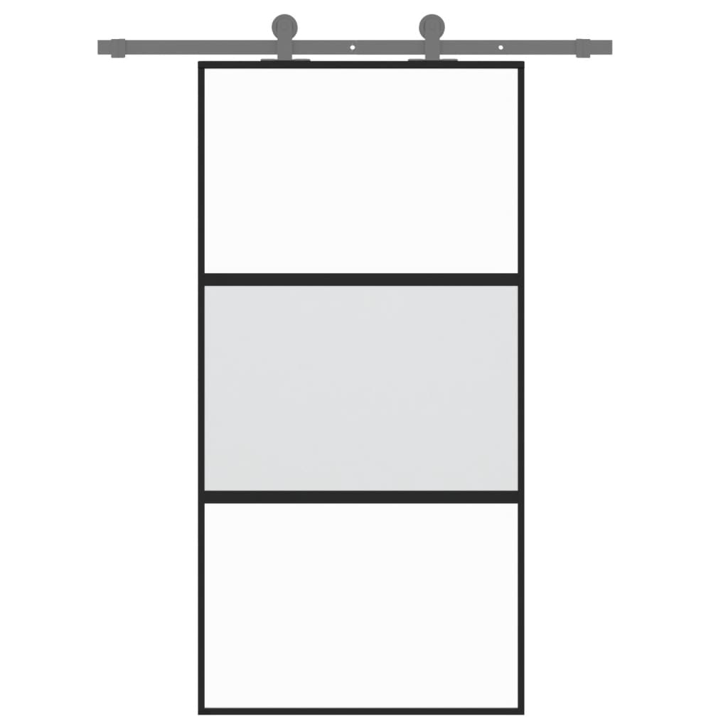 Schiebetür Schwarz 102,5X205 Cm Hartglas Und Aluminium