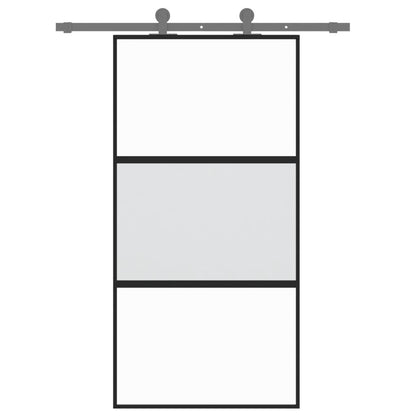 Schiebetür Schwarz 102,5X205 Cm Hartglas Und Aluminium