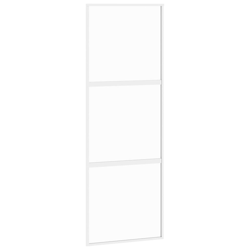Schiebetür Weiß 76X205 Cm Hartglas Und Aluminium