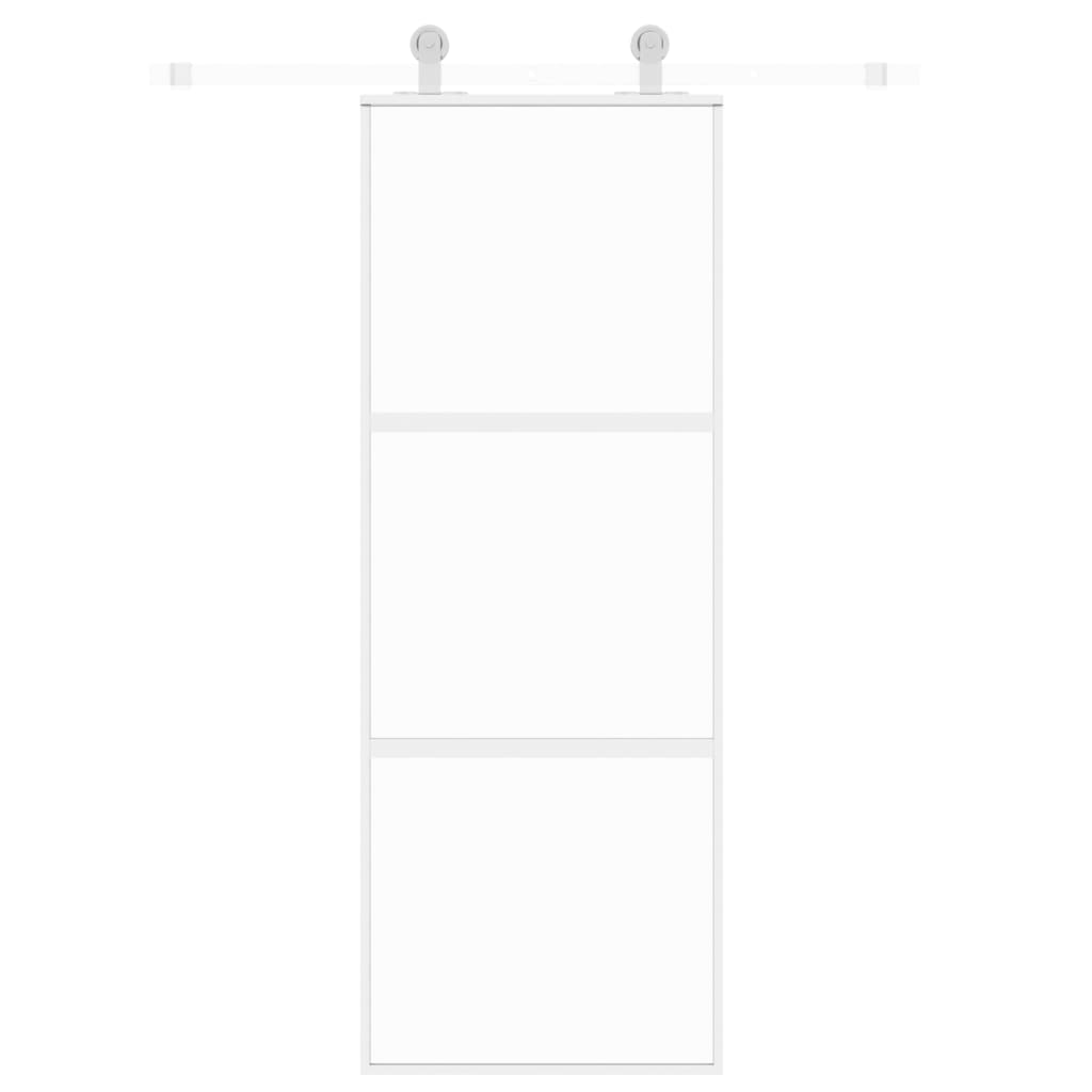 Schiebetür Weiß 76X205 Cm Hartglas Und Aluminium