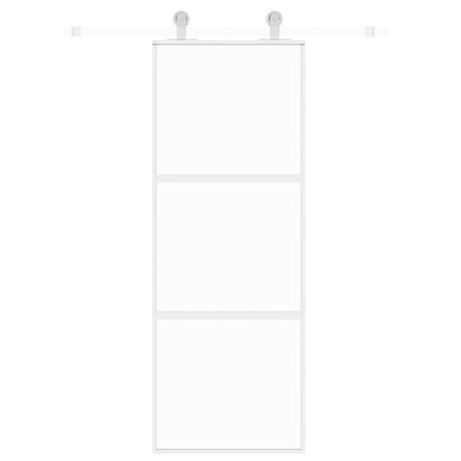 Schiebetür Weiß 76X205 Cm Hartglas Und Aluminium