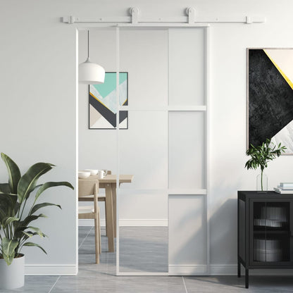 Schiebetür Weiß 76X205 Cm Hartglas Und Aluminium