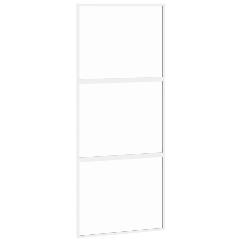 Schiebetür Weiß 90X205 Cm Hartglas Und Aluminium
