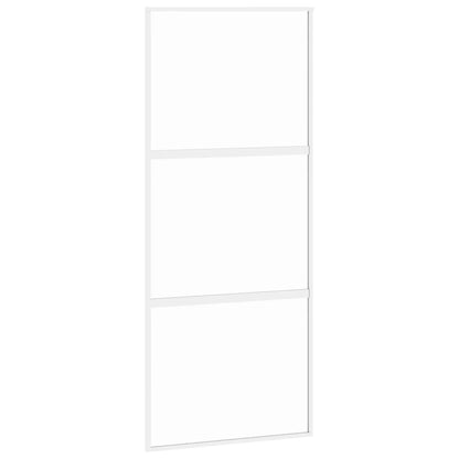 Schiebetür Weiß 90X205 Cm Hartglas Und Aluminium