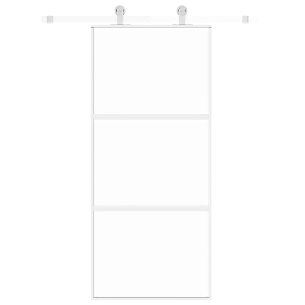 Schiebetür Weiß 90X205 Cm Hartglas Und Aluminium