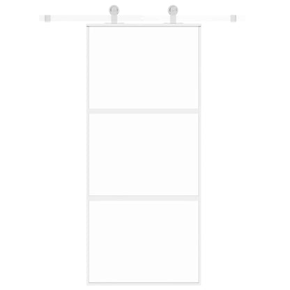 Schiebetür Weiß 90X205 Cm Hartglas Und Aluminium