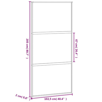 Schiebetür Weiß 102,5X205 Cm Hartglas Und Aluminium