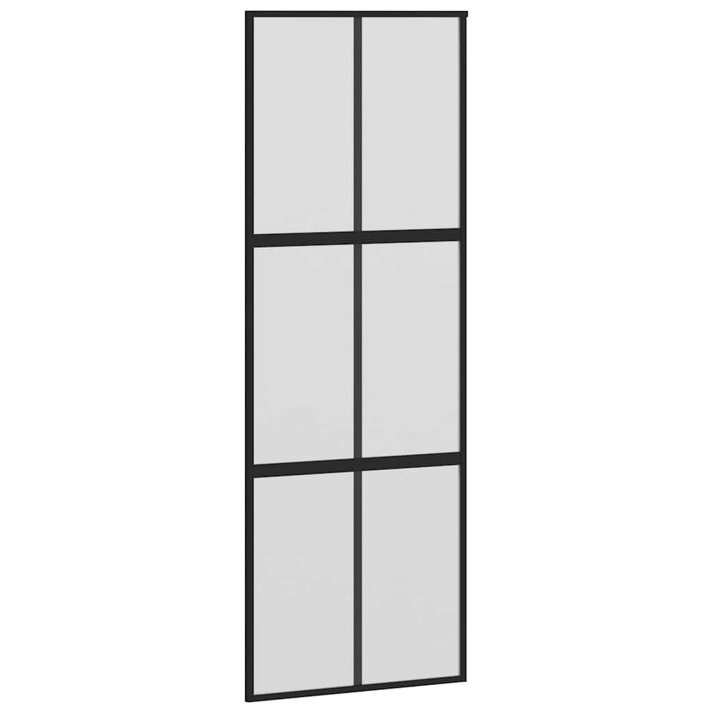 Schiebetür Schwarz 76X205 Cm Hartglas Und Aluminium