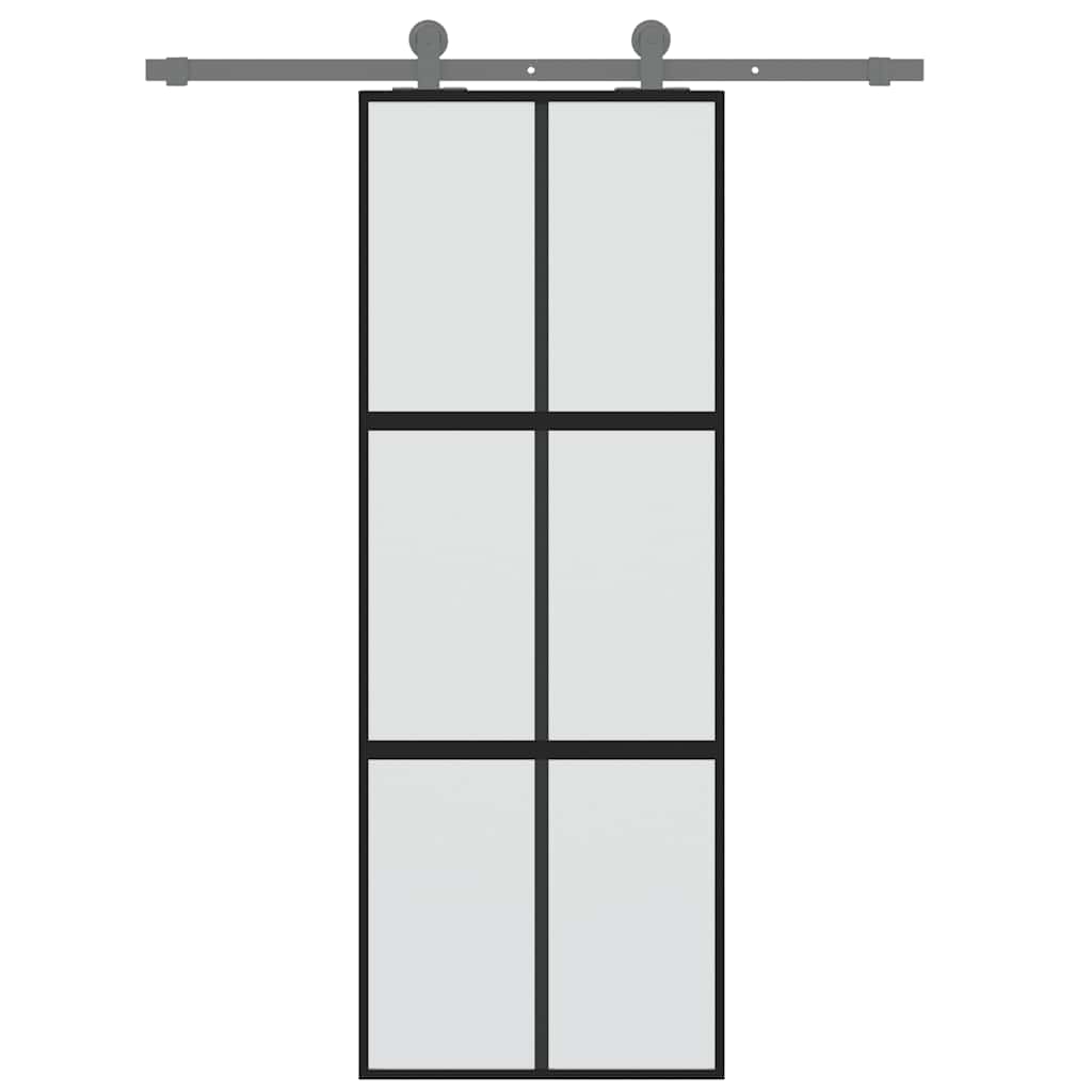 Schiebetür Schwarz 76X205 Cm Hartglas Und Aluminium