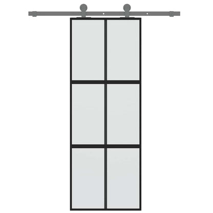 Schiebetür Schwarz 76X205 Cm Hartglas Und Aluminium