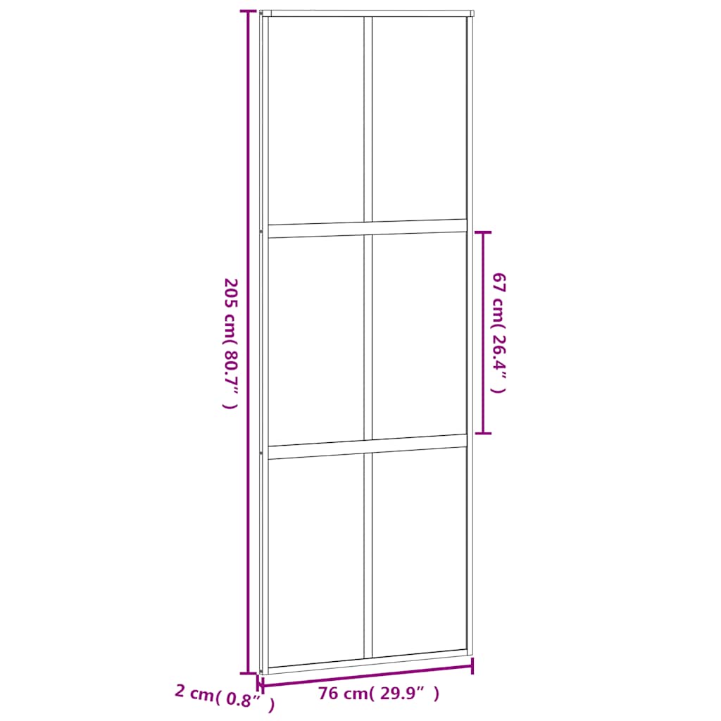 Schiebetür Schwarz 76X205 Cm Hartglas Und Aluminium