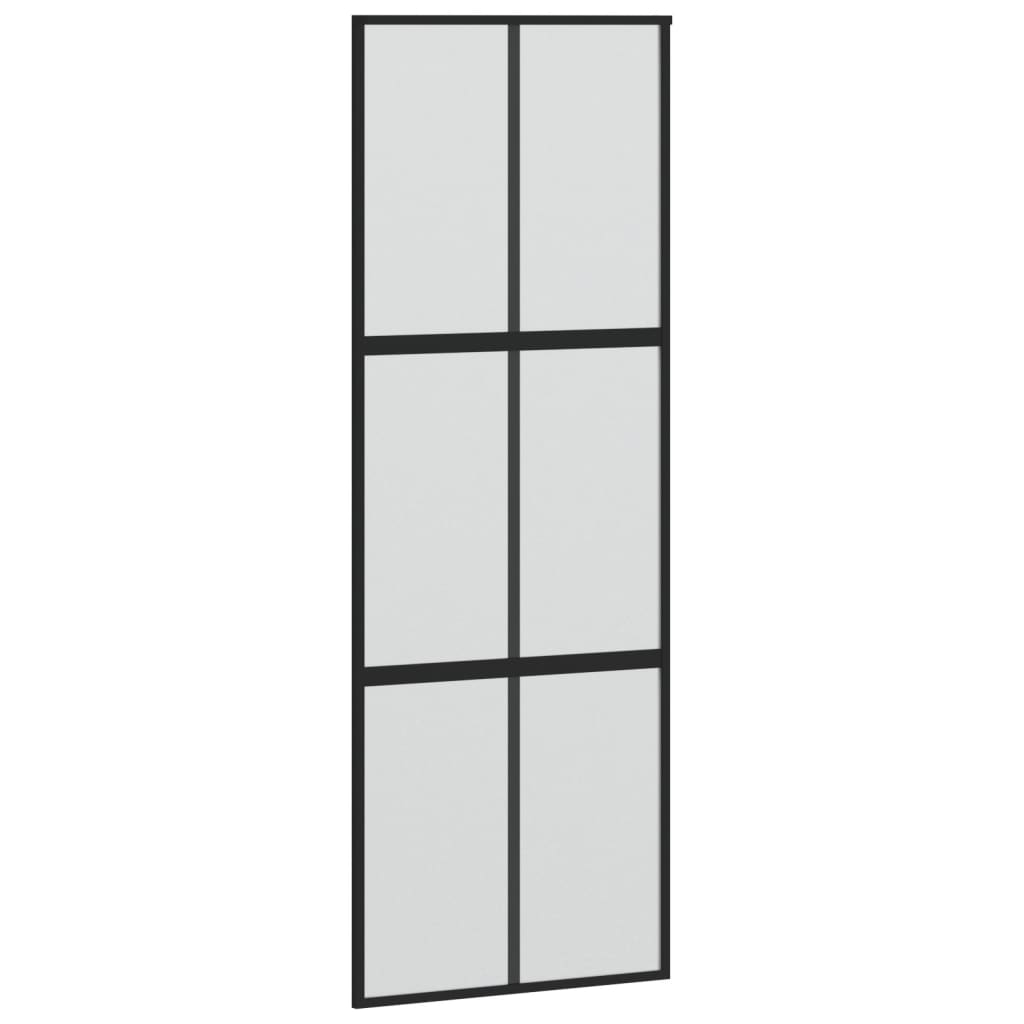 Schiebetür Schwarz 90X205 Cm Hartglas Und Aluminium