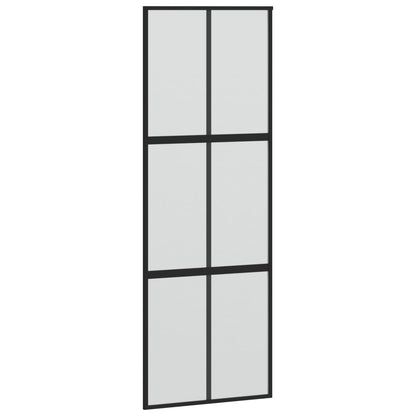 Schiebetür Schwarz 90X205 Cm Hartglas Und Aluminium