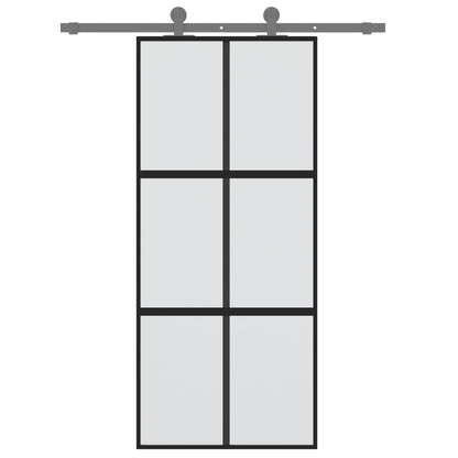 Schiebetür Schwarz 90X205 Cm Hartglas Und Aluminium