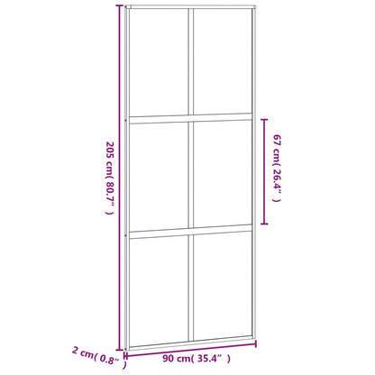 Schiebetür Schwarz 90X205 Cm Hartglas Und Aluminium