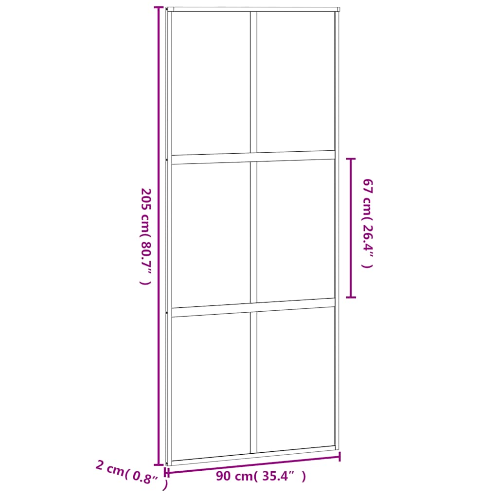 Schiebetür Schwarz 90X205 Cm Hartglas Und Aluminium
