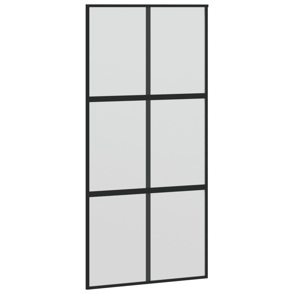 Schiebetür Schwarz 102,5X205 Cm Hartglas Und Aluminium
