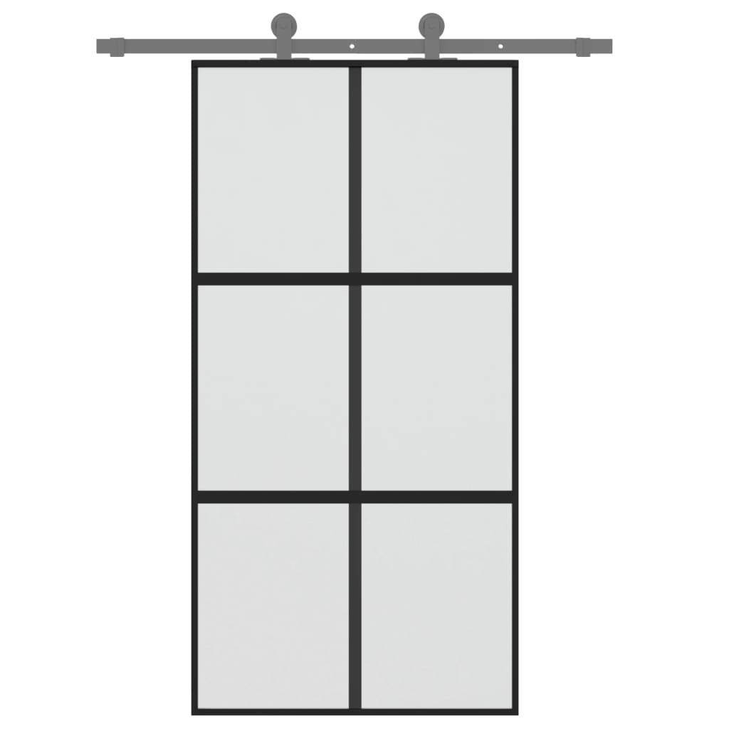 Schiebetür Schwarz 102,5X205 Cm Hartglas Und Aluminium