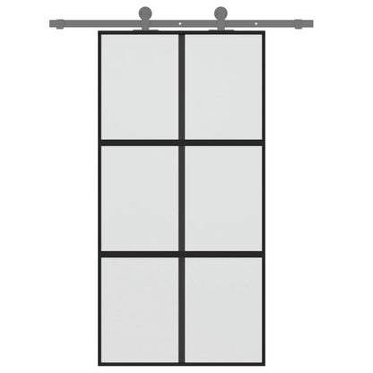 Schiebetür Schwarz 102,5X205 Cm Hartglas Und Aluminium