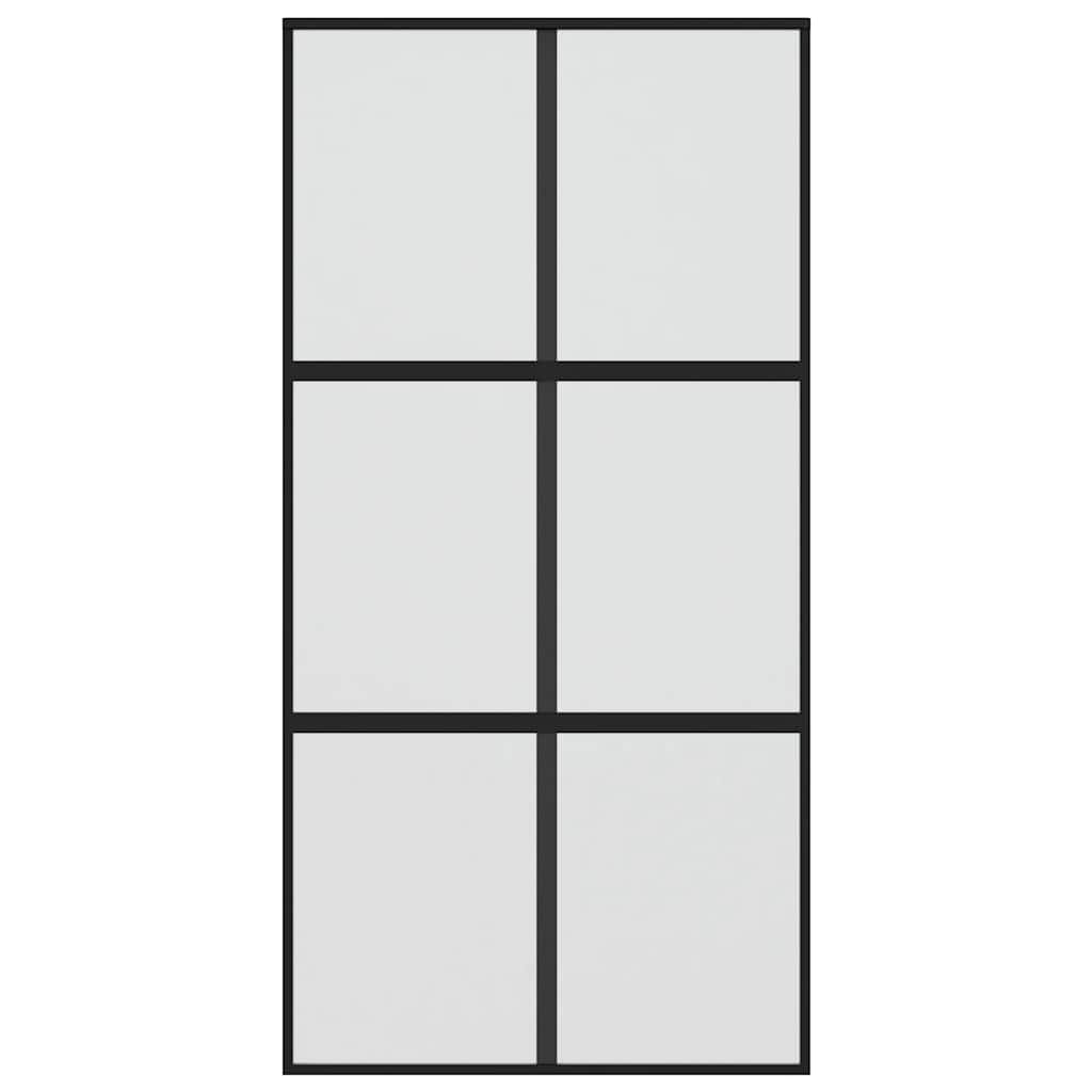 Schiebetür Schwarz 102,5X205 Cm Hartglas Und Aluminium