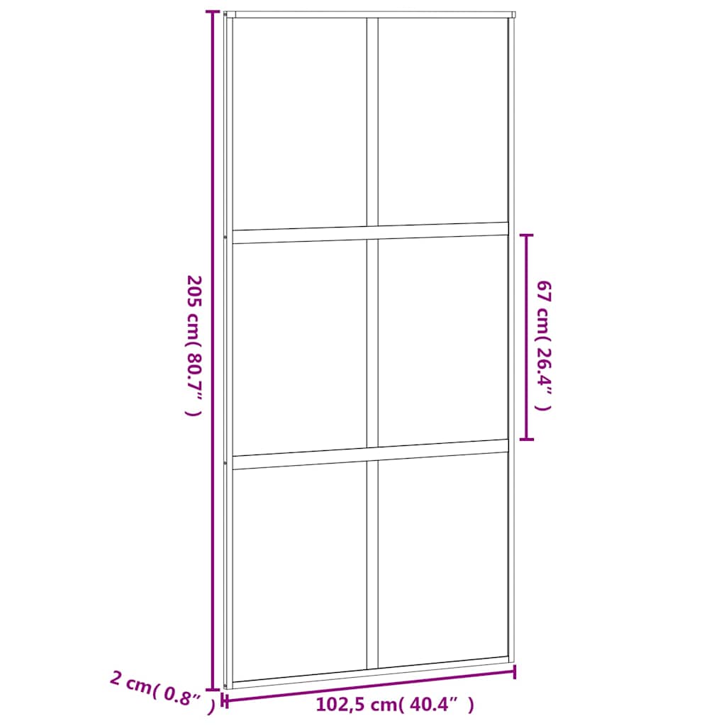 Schiebetür Schwarz 102,5X205 Cm Hartglas Und Aluminium