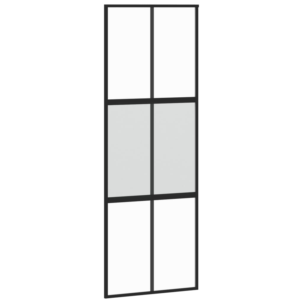 Schiebetür Schwarz 76X205 Cm Hartglas Und Aluminium
