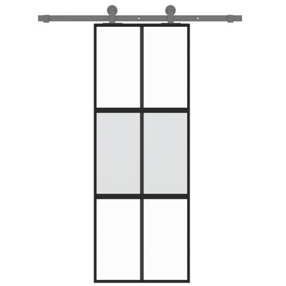 Schiebetür Schwarz 76X205 Cm Hartglas Und Aluminium