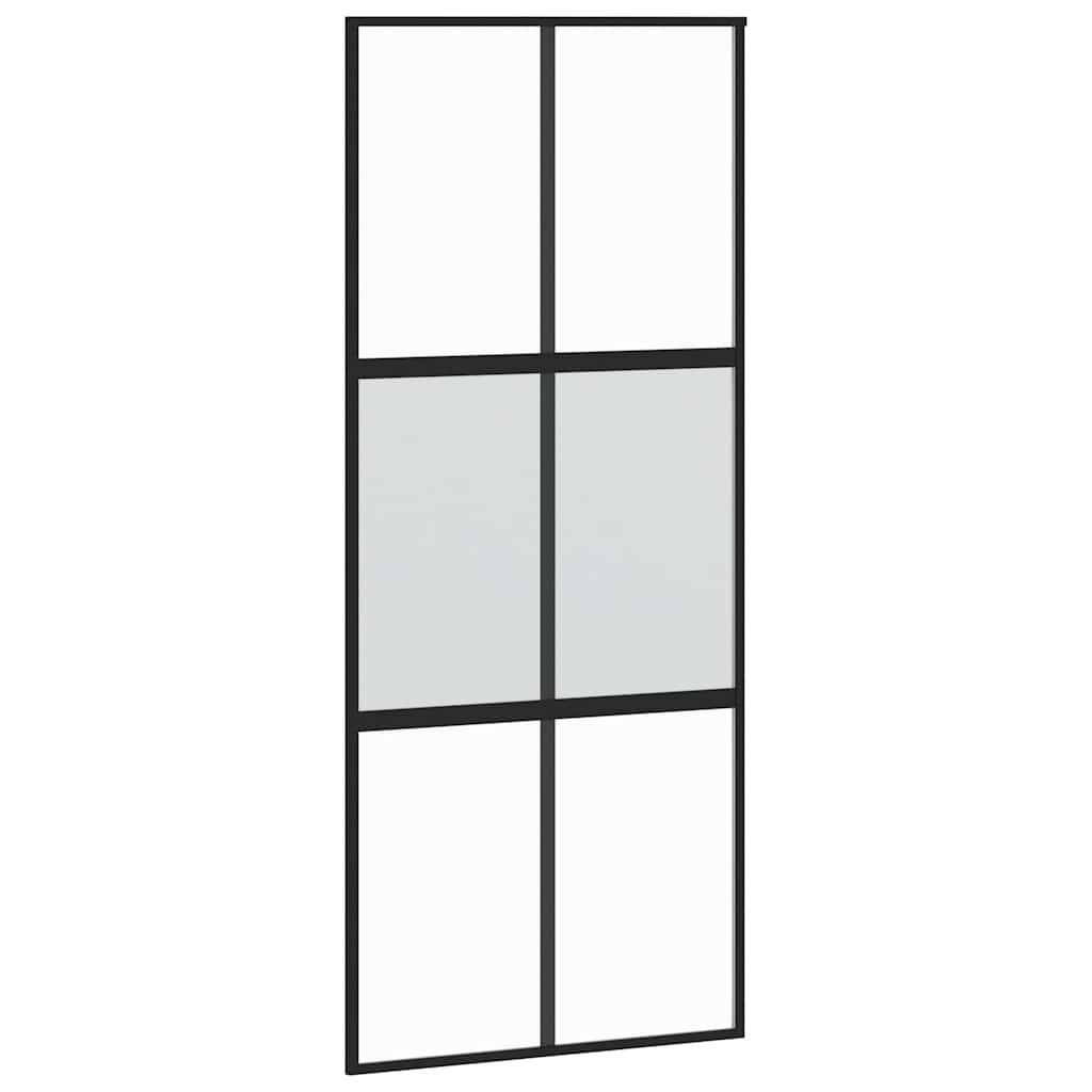 Schiebetür Schwarz 90X205 Cm Hartglas Und Aluminium