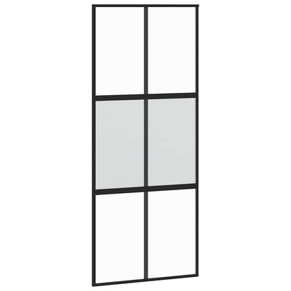 Schiebetür Schwarz 90X205 Cm Hartglas Und Aluminium