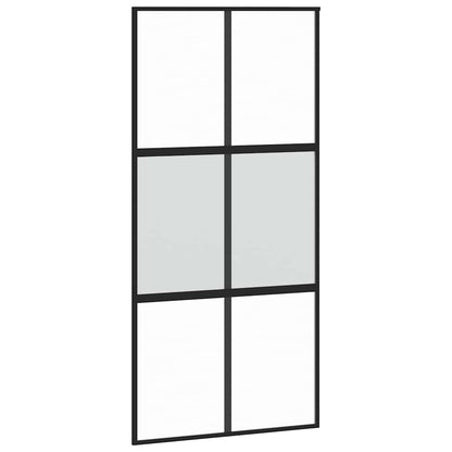Schiebetür Schwarz 102,5X205 Cm Hartglas Und Aluminium