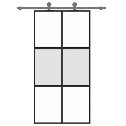 Schiebetür Schwarz 102,5X205 Cm Hartglas Und Aluminium