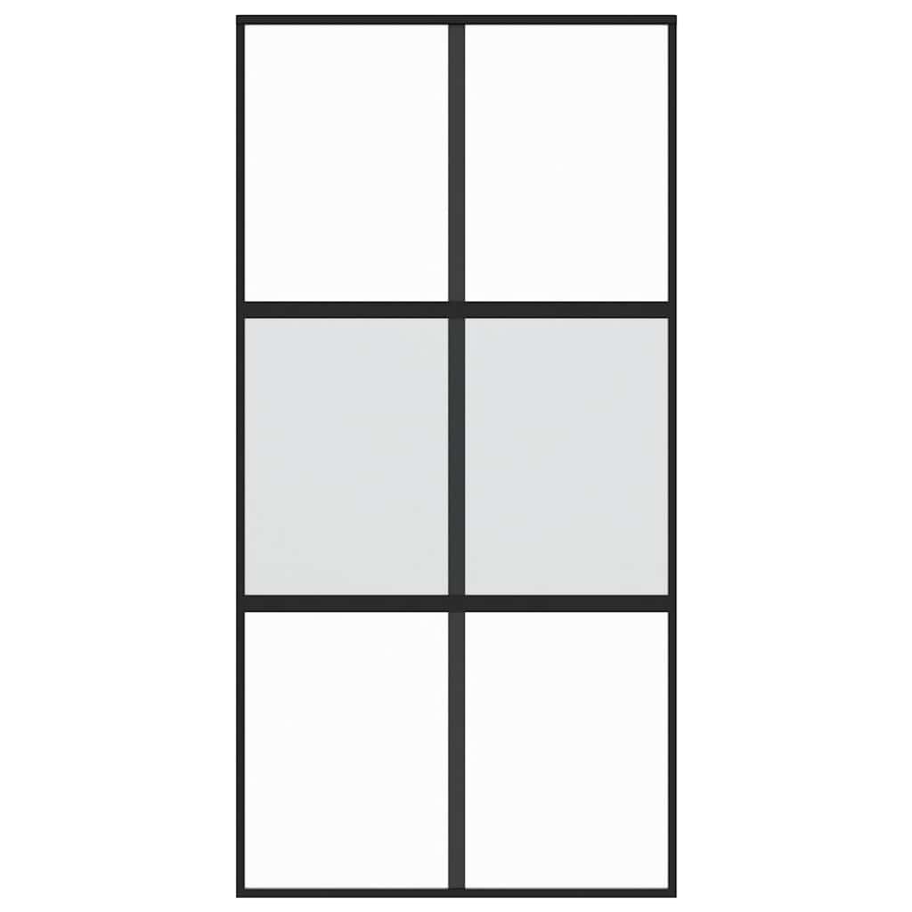 Schiebetür Schwarz 102,5X205 Cm Hartglas Und Aluminium