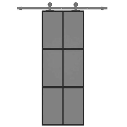 Schiebetür 76X205 Cm Hartglas Und Aluminium