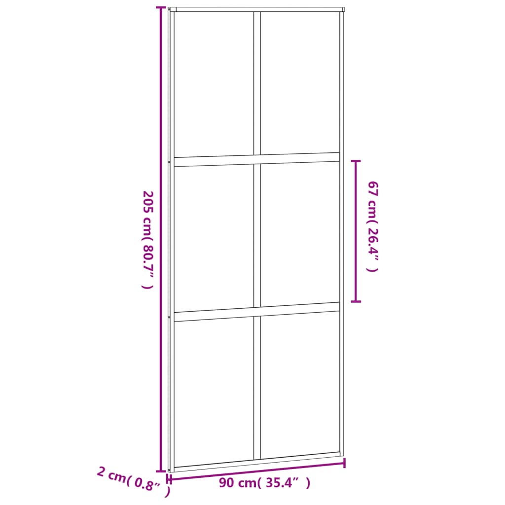 Schiebetür 90X205 Cm Hartglas Und Aluminium