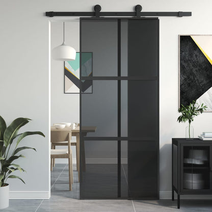 Schiebetür 90X205 Cm Hartglas Und Aluminium